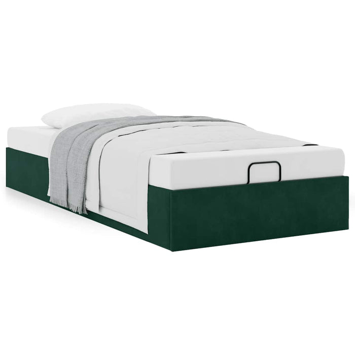 Cadru de pat otoman fără saltea verde închis 90x190 cm catifea - WALTI WALTI
