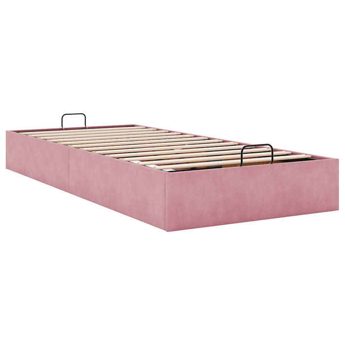 Cadru de pat otoman fără saltea roz 90x190 cm catifea - WALTI WALTI