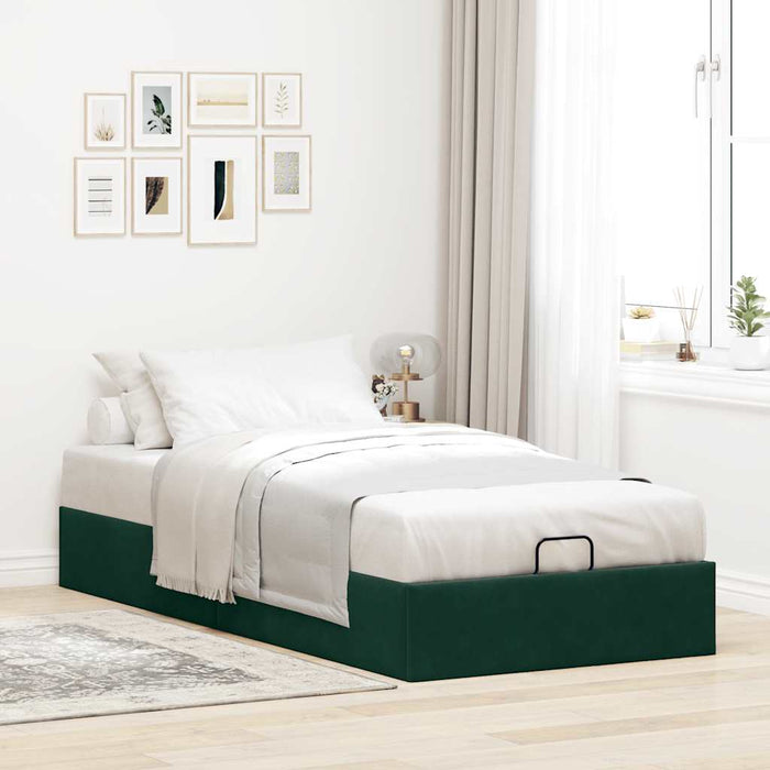 Cadru de pat otoman fără saltea verde închis 90x200 cm catifea - WALTI WALTI