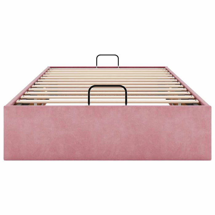 Cadru de pat otoman fără saltea roz 90x200 cm catifea - WALTI WALTI