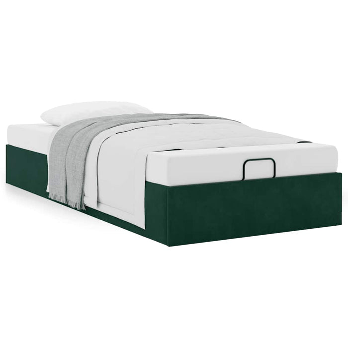 Cadru de pat otoman fără saltea verde închis 100x200 cm catifea - WALTI WALTI