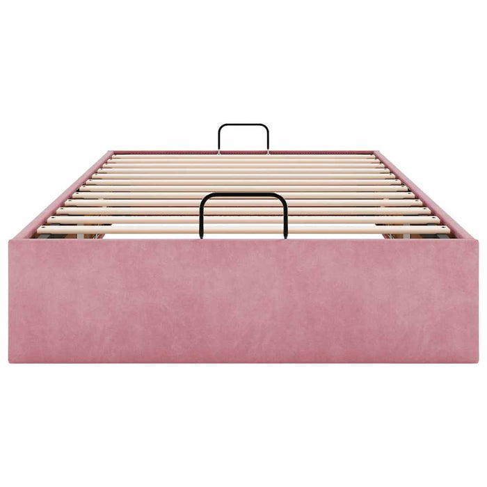 Cadru pat otoman fără saltea roz 100x200 cm catifea - WALTI WALTI