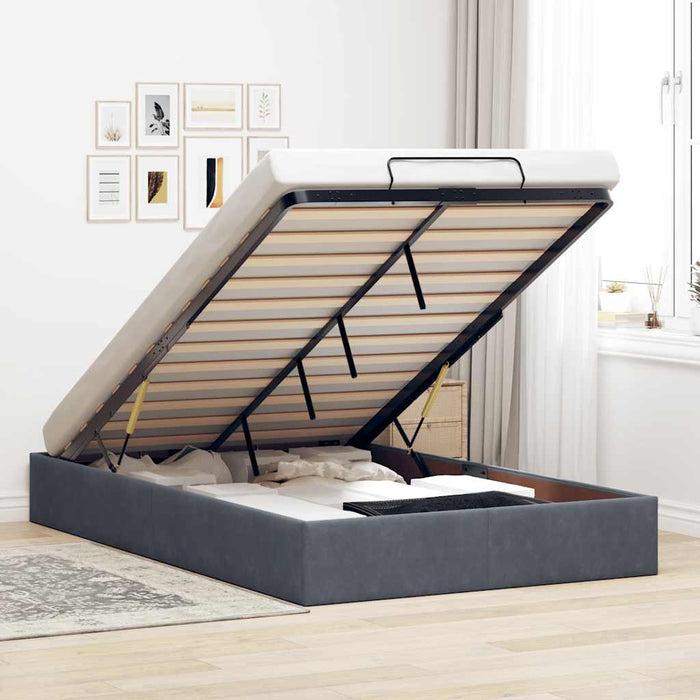 Cadru pat otoman fără saltea Gri închis 120x200 cm catifea - WALTI WALTI