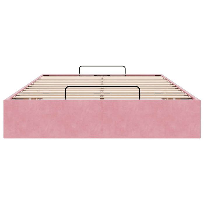 Cadru pat otoman fără saltea roz 120x200 cm catifea - WALTI WALTI