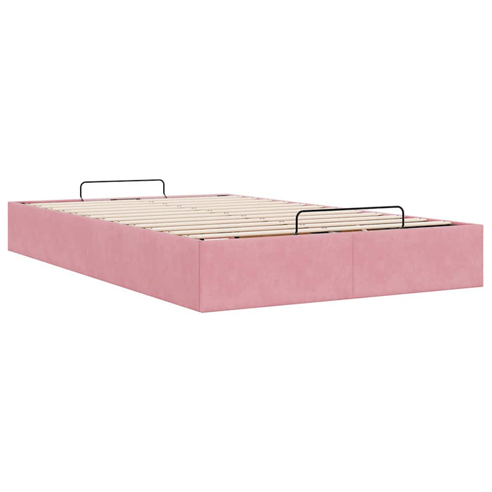 Cadru pat otoman fără saltea roz 120x200 cm catifea - WALTI WALTI
