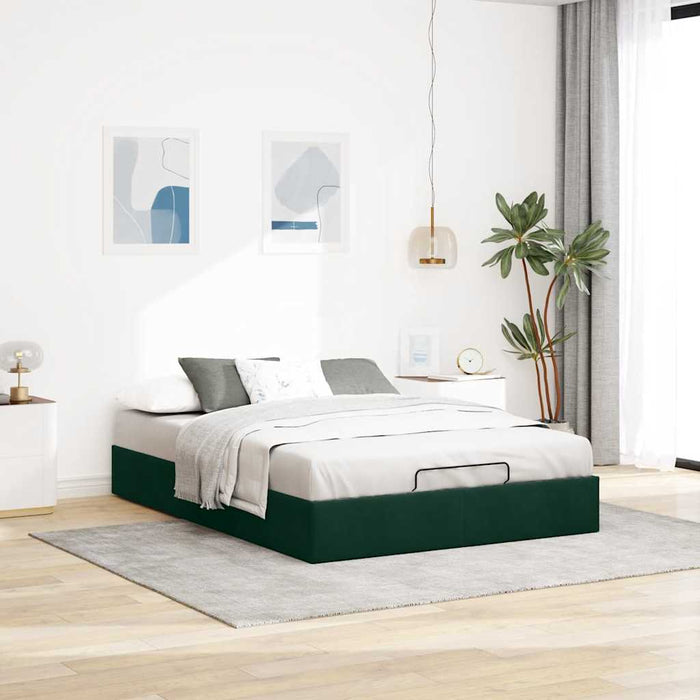 Cadru de pat otoman fără saltea Verde închis 140x190 cm catifea - WALTI WALTI