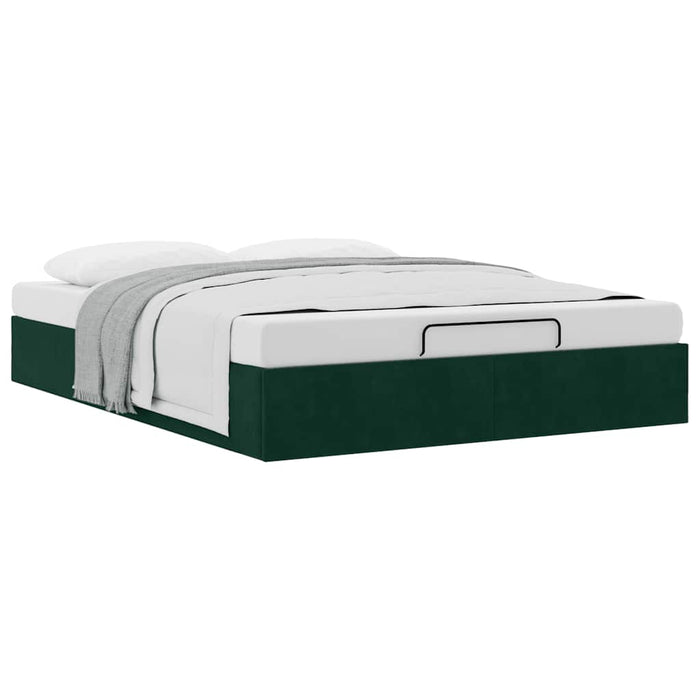 Cadru de pat otoman fără saltea Verde închis 140x190 cm catifea - WALTI WALTI