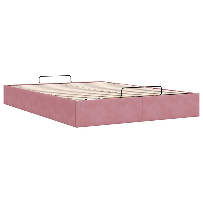 Cadru pat otoman fără saltea roz 140x190 cm catifea - WALTI WALTI