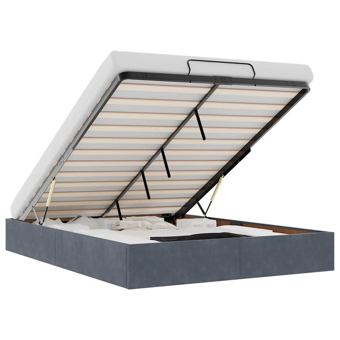 Cadru de pat otoman fără saltea Gri închis 140x200 cm catifea - WALTI WALTI