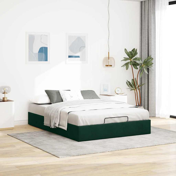 Cadru de pat otoman fără saltea verde închis 140x200 cm catifea - WALTI WALTI