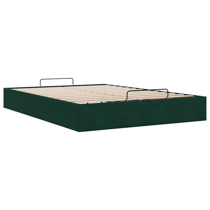 Cadru de pat otoman fără saltea verde închis 140x200 cm catifea - WALTI WALTI