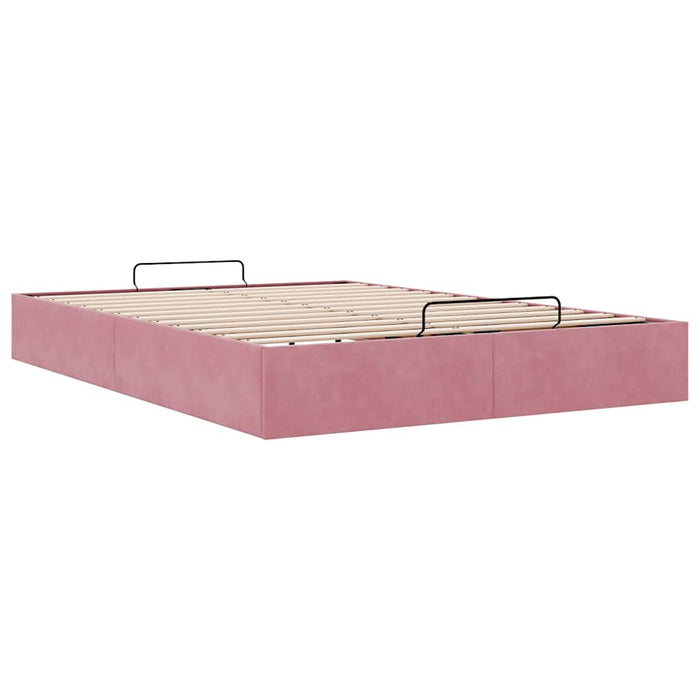 Cadru pat otoman fără saltea roz 140x200 cm catifea - WALTI WALTI