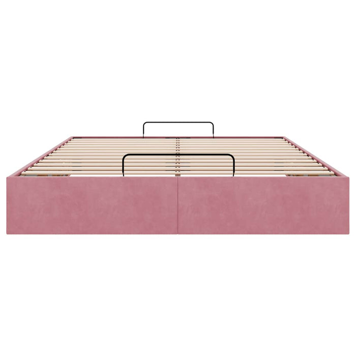 Cadru pat otoman fără saltea roz 140x200 cm catifea - WALTI WALTI