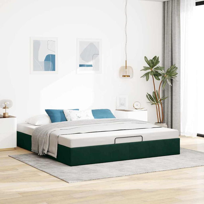 Cadru pat otoman fără saltea Verde închis 160x200 cm catifea - WALTI WALTI