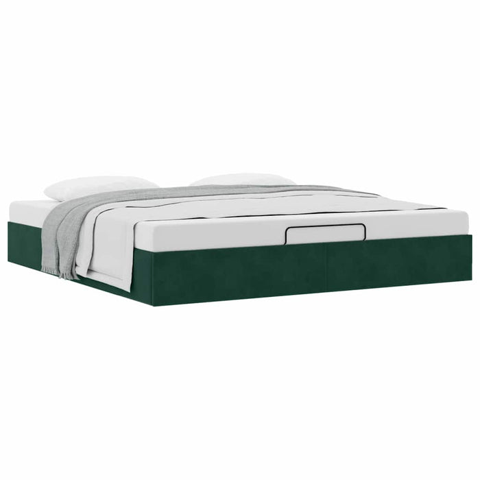 Cadru pat otoman fără saltea Verde închis 160x200 cm catifea - WALTI WALTI