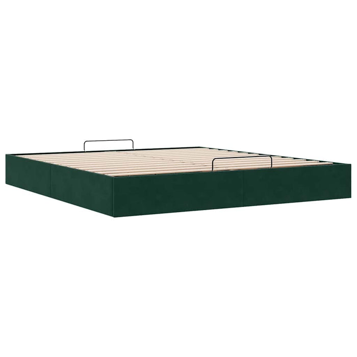 Cadru pat otoman fără saltea Verde închis 160x200 cm catifea - WALTI WALTI