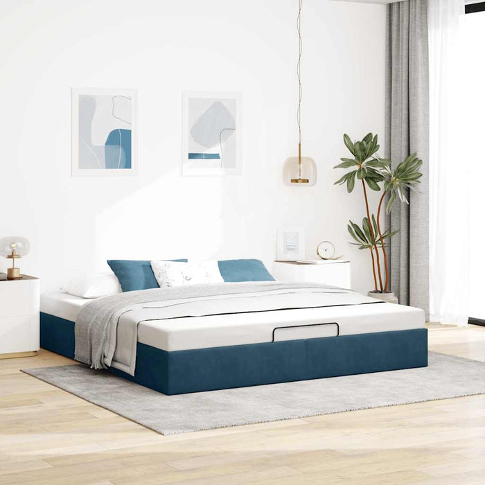 Cadru pat otoman fără saltea Albastru închis 160x200 cm catifea - WALTI WALTI