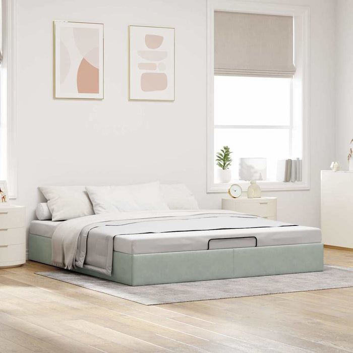 Cadru pat otoman fără saltea Gri deschis 180x200 cm catifea - WALTI WALTI