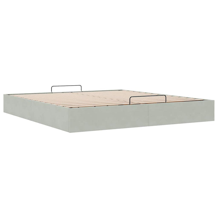 Cadru de pat otoman fără saltea Gri deschis 200x200 cm catifea - WALTI WALTI