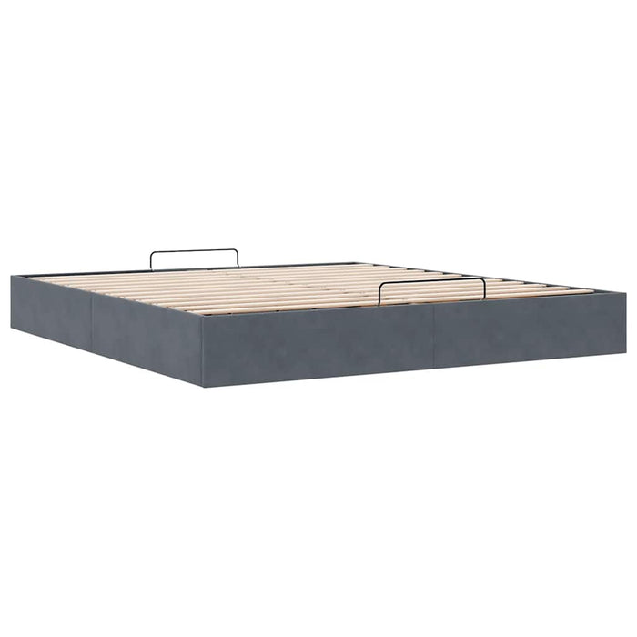 Cadru pat otoman fără saltea Gri închis 200x200 cm catifea - WALTI WALTI