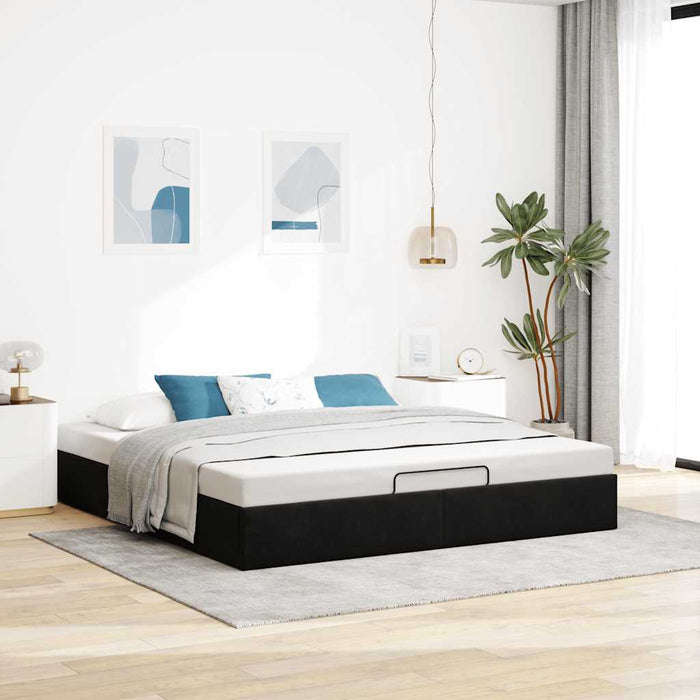 Cadru de pat otoman fără saltea Negru 200x200 cm catifea - WALTI WALTI