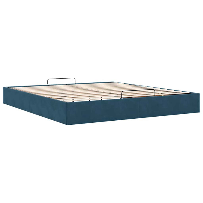 Cadru pat otoman fără saltea Albastru închis 200x200 cm catifea - WALTI WALTI