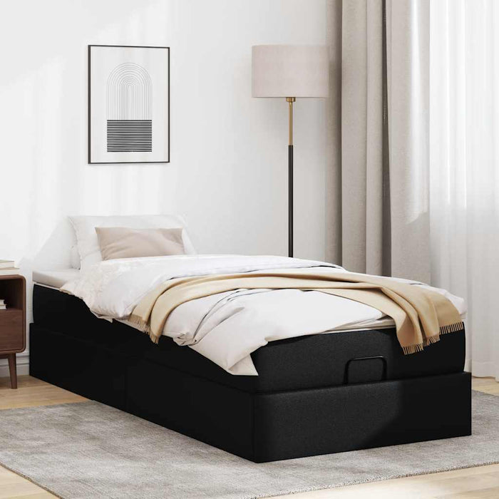 Cadru de pat otoman cu saltea neagră 80x200cm piele artificială - WALTI WALTI