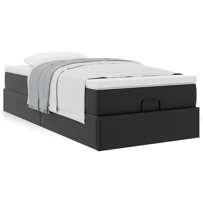 Cadru de pat otoman cu saltea neagră 80x200cm piele artificială - WALTI WALTI