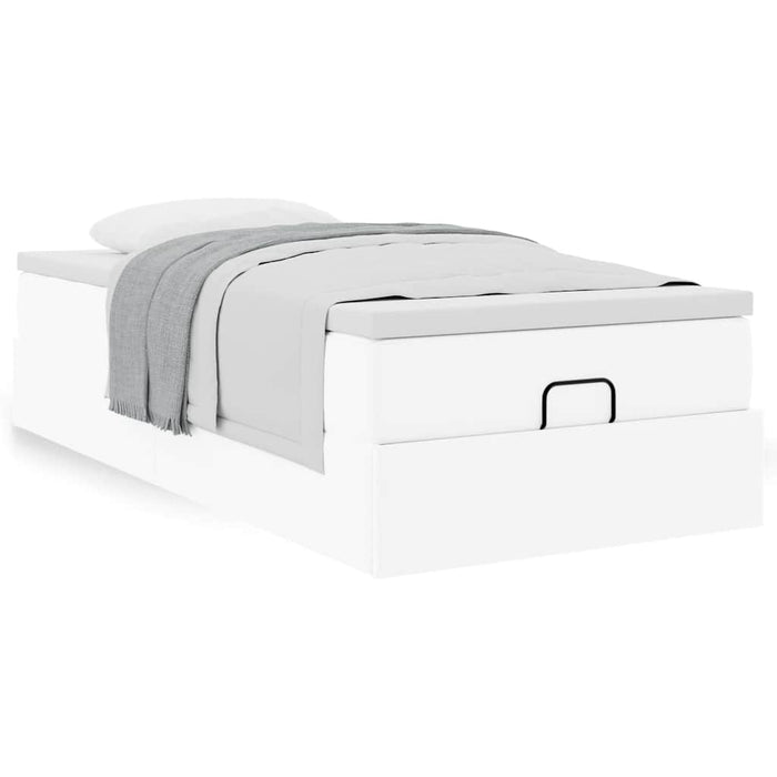 Cadru de pat otoman cu saltea alb 80x200cm piele artificială - WALTI WALTI