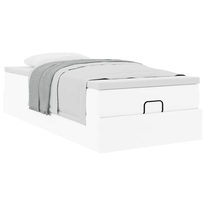 Cadru de pat otoman cu saltea alb 80x200cm piele artificială - WALTI WALTI
