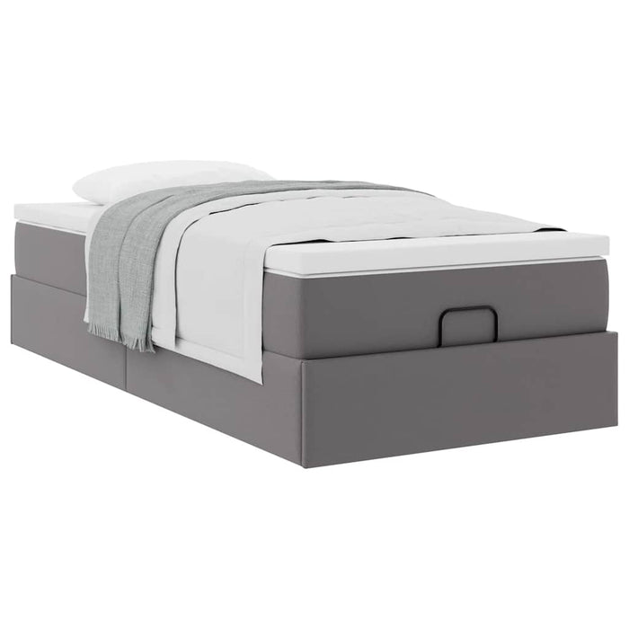 Cadru de pat otoman cu saltea gri 80x200cm piele artificială WALTI