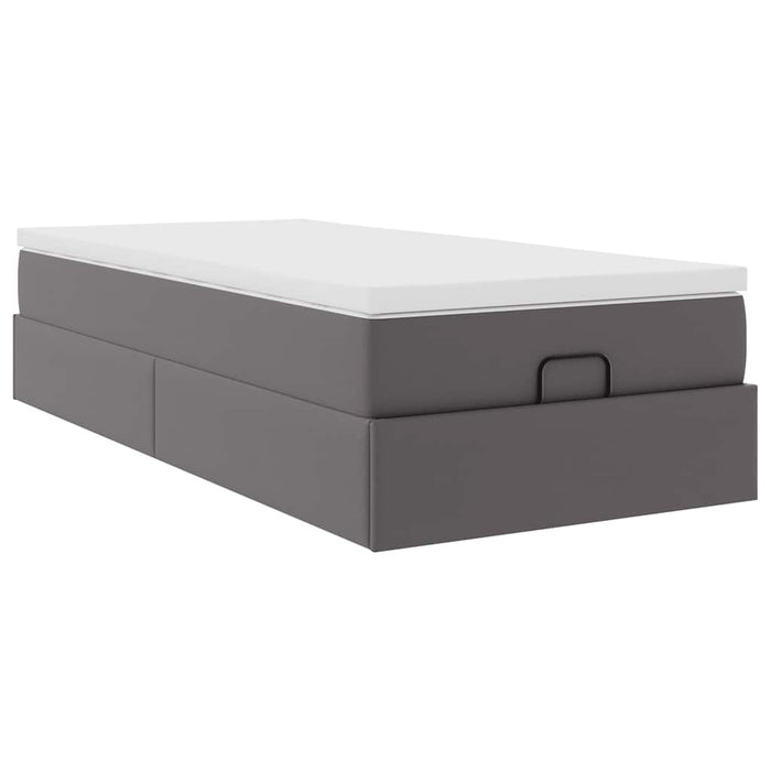 Cadru de pat otoman cu saltea gri 80x200cm piele artificială WALTI