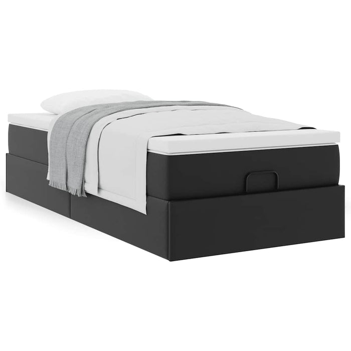 Cadru de pat otoman cu saltea neagră 90x190cm piele artificială - WALTI WALTI
