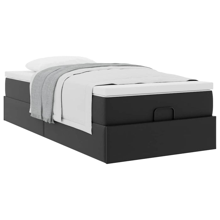 Cadru de pat otoman cu saltea neagră 90x190cm piele artificială - WALTI WALTI
