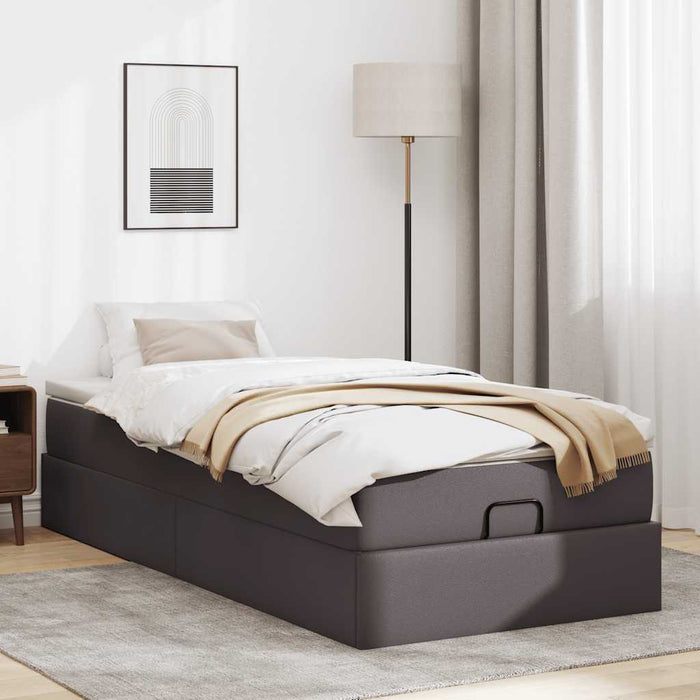 Cadru de pat otoman cu saltea gri 90x190cm piele artificială - WALTI WALTI