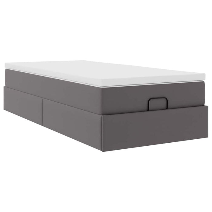 Cadru de pat otoman cu saltea gri 90x190cm piele artificială - WALTI WALTI