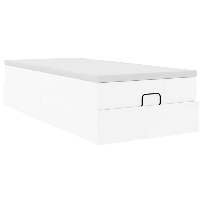 Cadru de pat otoman cu saltea alb 90x200cm piele artificială - WALTI WALTI