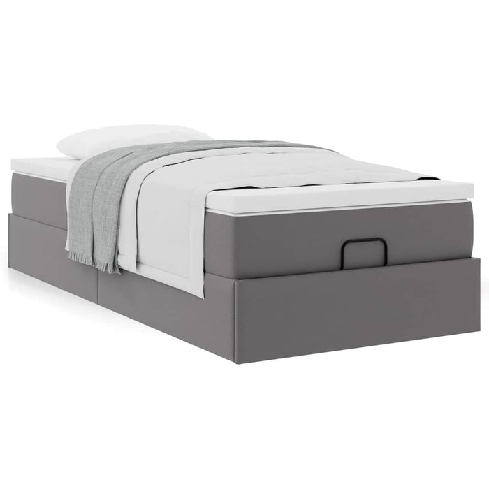 Cadru de pat otoman cu saltea gri 90x200cm piele artificială - WALTI WALTI