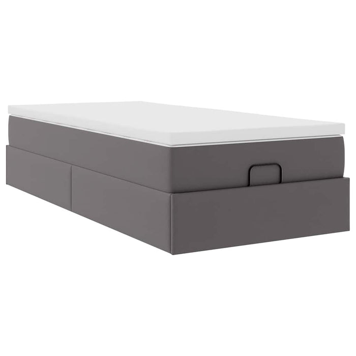 Cadru de pat otoman cu saltea gri 90x200cm piele artificială - WALTI WALTI