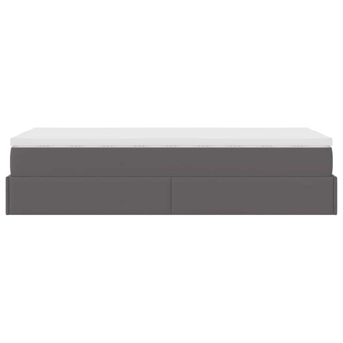 Cadru de pat otoman cu saltea gri 90x200cm piele artificială - WALTI WALTI