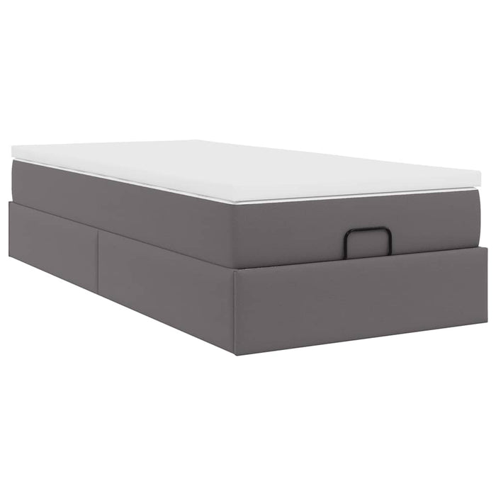 Cadru de pat otoman cu saltea gri 90x200cm piele artificială - WALTI WALTI