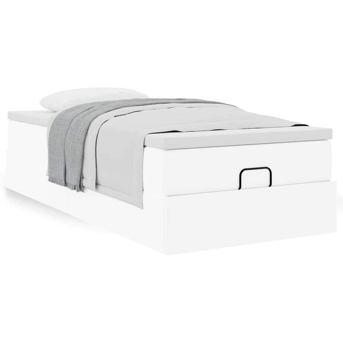 Cadru de pat otoman cu saltea alb 100x200cm piele artificială - WALTI WALTI