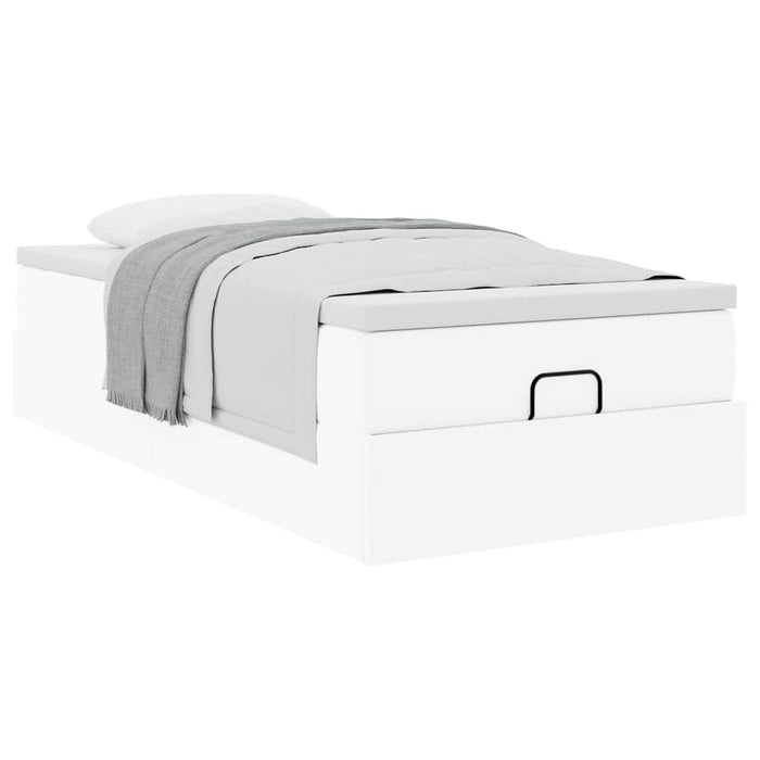 Cadru de pat otoman cu saltea alb 100x200cm piele artificială - WALTI WALTI