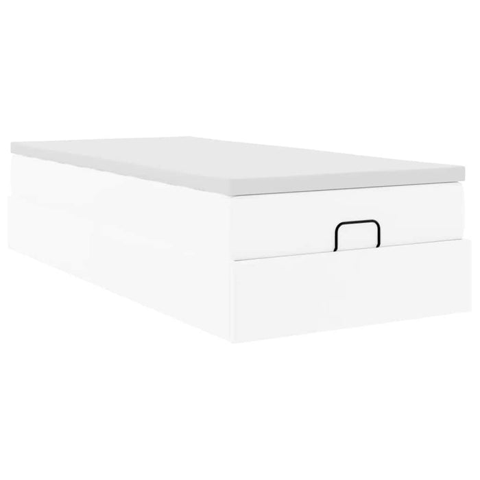 Cadru de pat otoman cu saltea alb 100x200cm piele artificială - WALTI WALTI