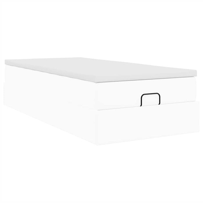Cadru de pat otoman cu saltea alb 100x200cm piele artificială - WALTI WALTI