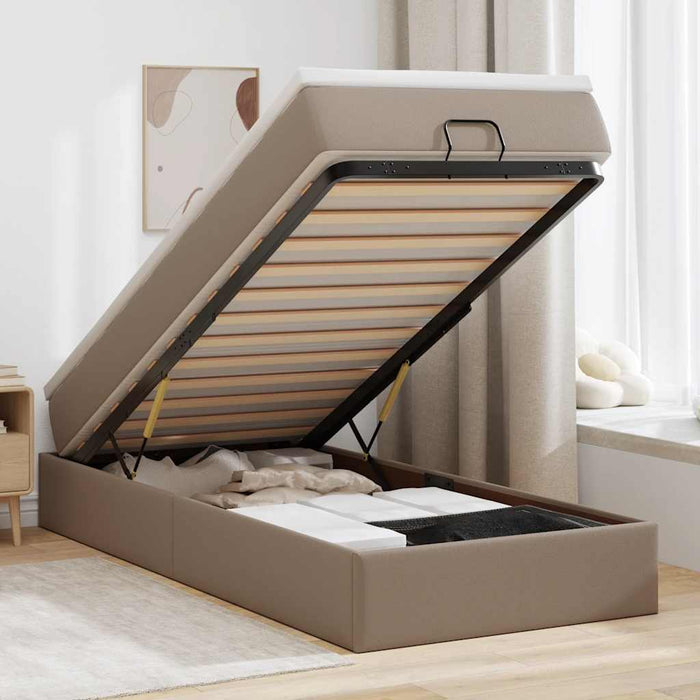 Cadru de pat otoman cu saltea Cappucino piele artificială - WALTI WALTI