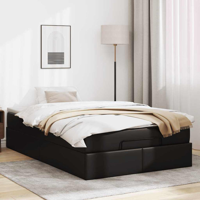 Cadru pat otoman cu saltea neagră 120x190 cm piele artificială - WALTI WALTI