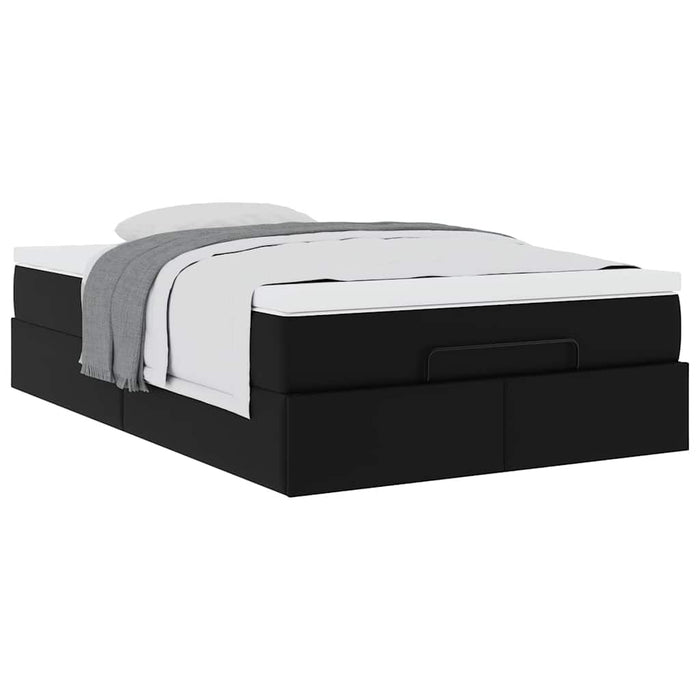Cadru pat otoman cu saltea neagră 120x190 cm piele artificială - WALTI WALTI