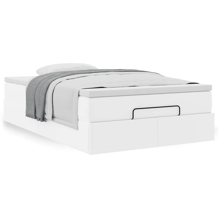Cadru de pat otoman cu saltea alb 120x190 cm piele artificială - WALTI WALTI