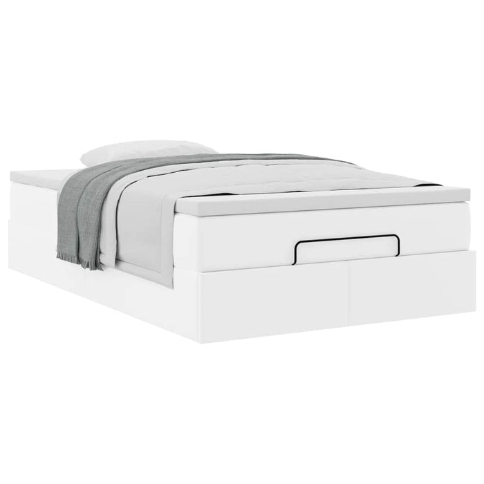 Cadru de pat otoman cu saltea alb 120x190 cm piele artificială - WALTI WALTI